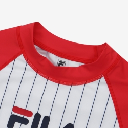 Fila Striped Crop Rash Guard - Naisten Uima-asut - Punainen | FI-26354